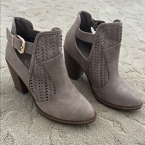 TOP Moda Perforated Taupe Ankle Booties